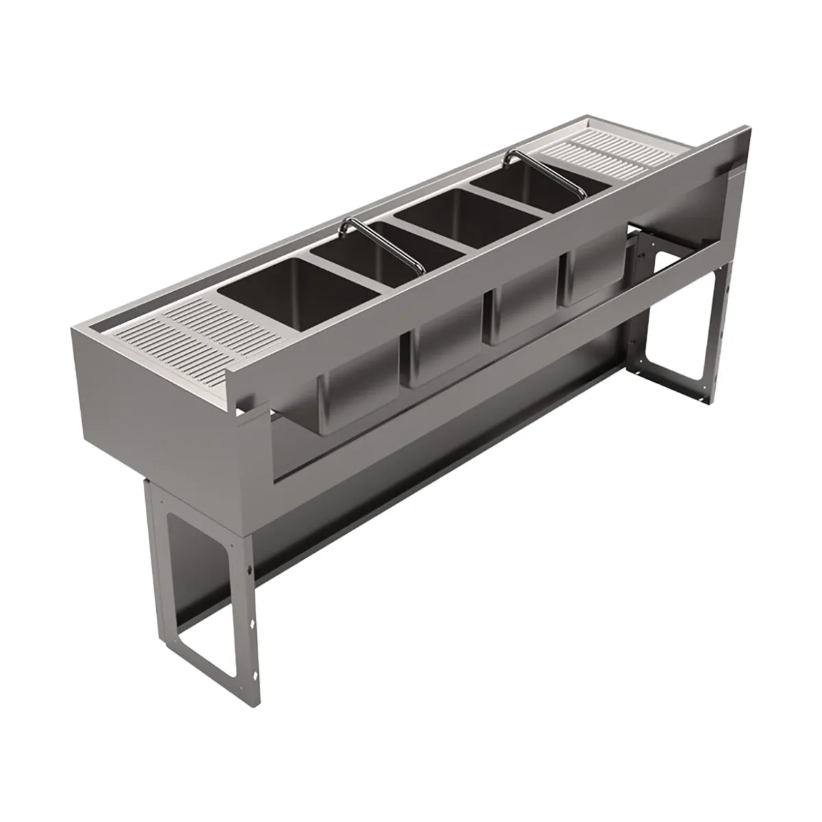 BK Resources UBB-21-472TS Underbar Sink Units, 4 Compartment with 2 Drainboards
