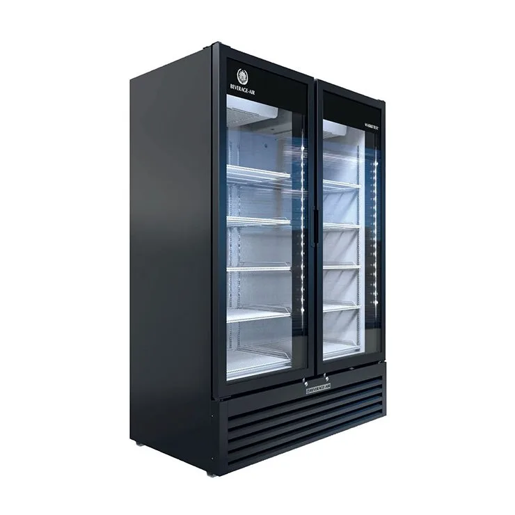 Beverage Air MT53-1B 54" Two Section Marketeer Swing Glass Door Merchandiser in Black, 41.66 cu. ft. - Open box