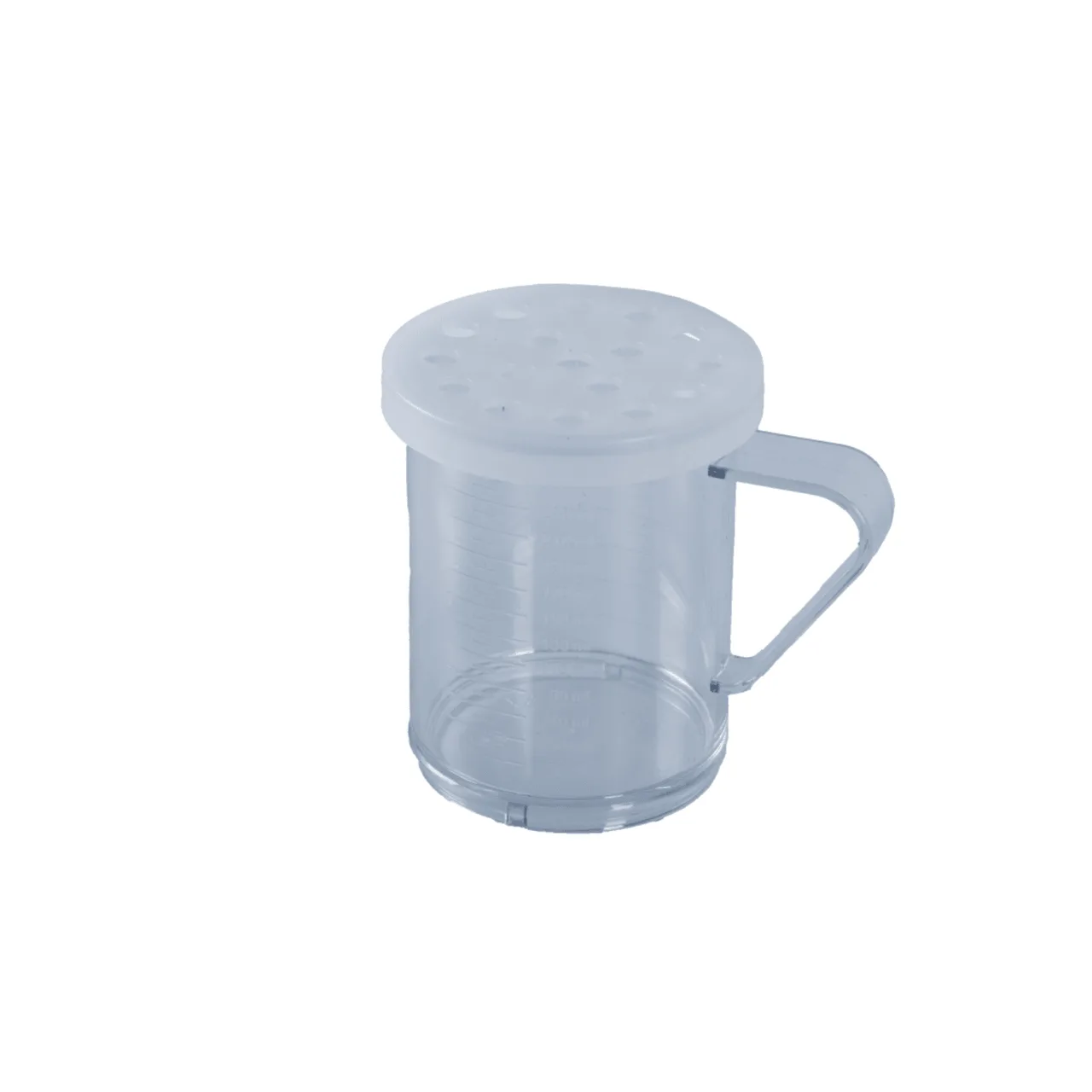 Omcan USA 81165 Dredge Shaker, 10‑11 oz Polycarbonate with Clear Lid, 8 mm Perforated Top, Handle
