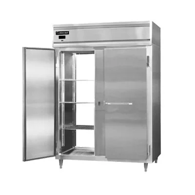 Continental DL2RF-SS-PT 52" 2-Section Pass-Thru Refrigerator Freezer Combo w/ 4 Solid Doors, All Stainless Steel