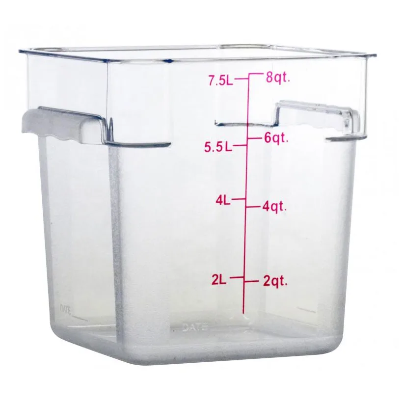 Omcan USA 80169 8-Qt Square Storage Container, Clear Polycarbonate, Container Only