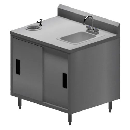 BK Resources MOD-IC Work Table/Ice Cream Cabinet, with Sliding Doors