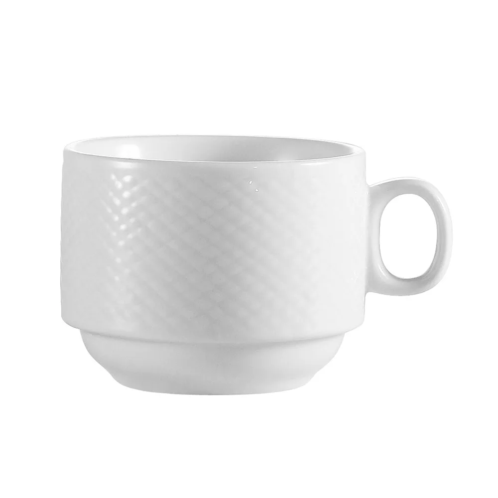 CAC China BST-1-S 8 oz Coffee Cup, 3.5" Dia x 2.5" H, White Porcelain, Microwave Safe - 1 Dozen