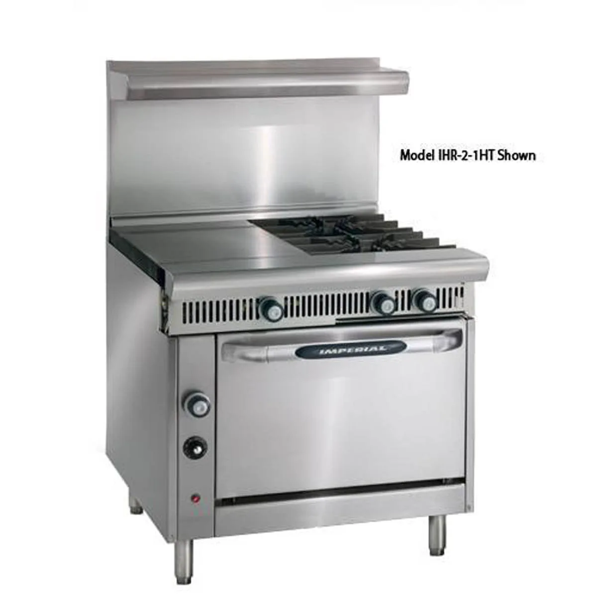 Imperial IHR-2-1HT 36" Gas Heavy Duty Range w/ (2) Open Burners, (1) Hot Top, (1) Standard Oven, 150.000 BTU
