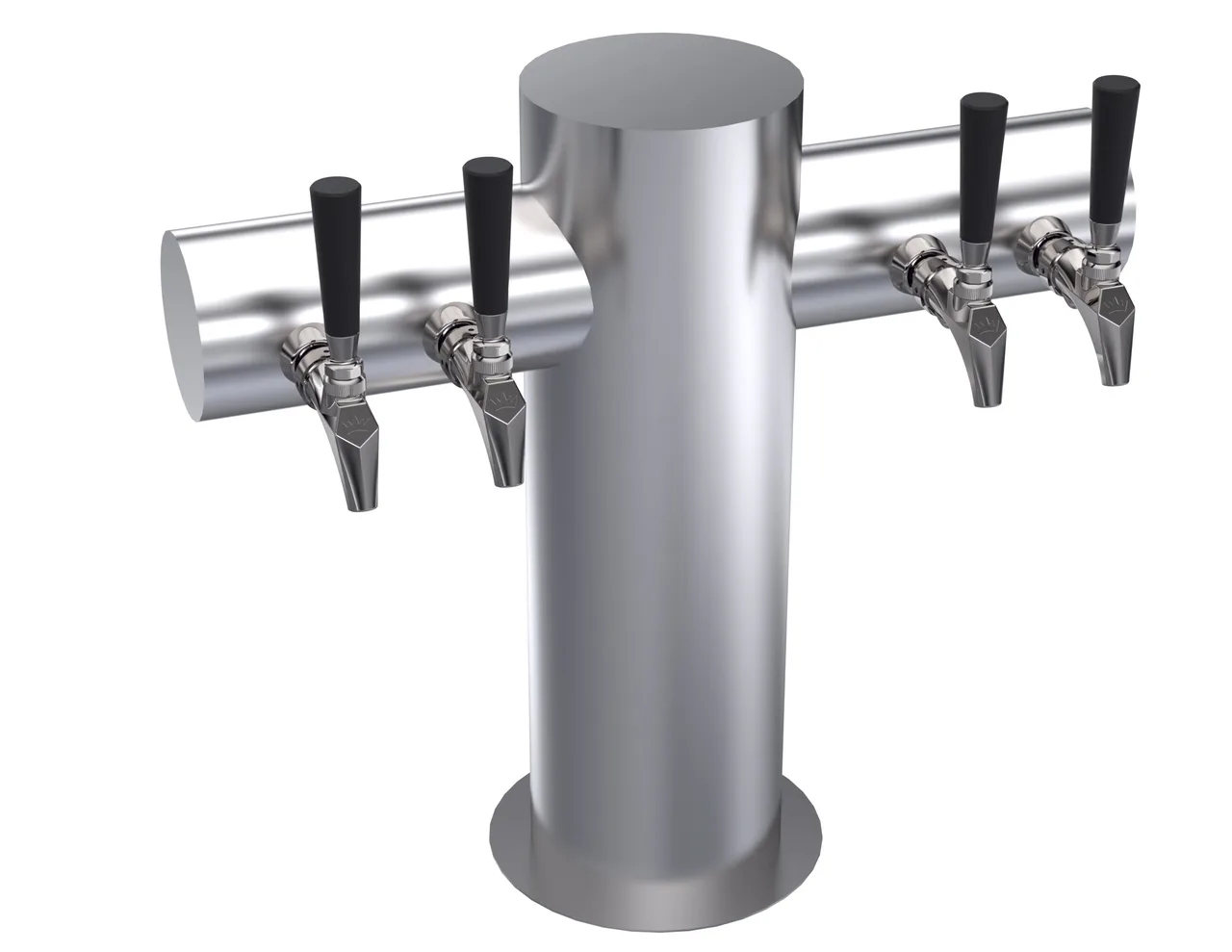 Krowne KMT-4S Draft Beer Tower, 4‑Tap Countertop, 21" Flange, Stainless, Glycol Cooled, No Handles
