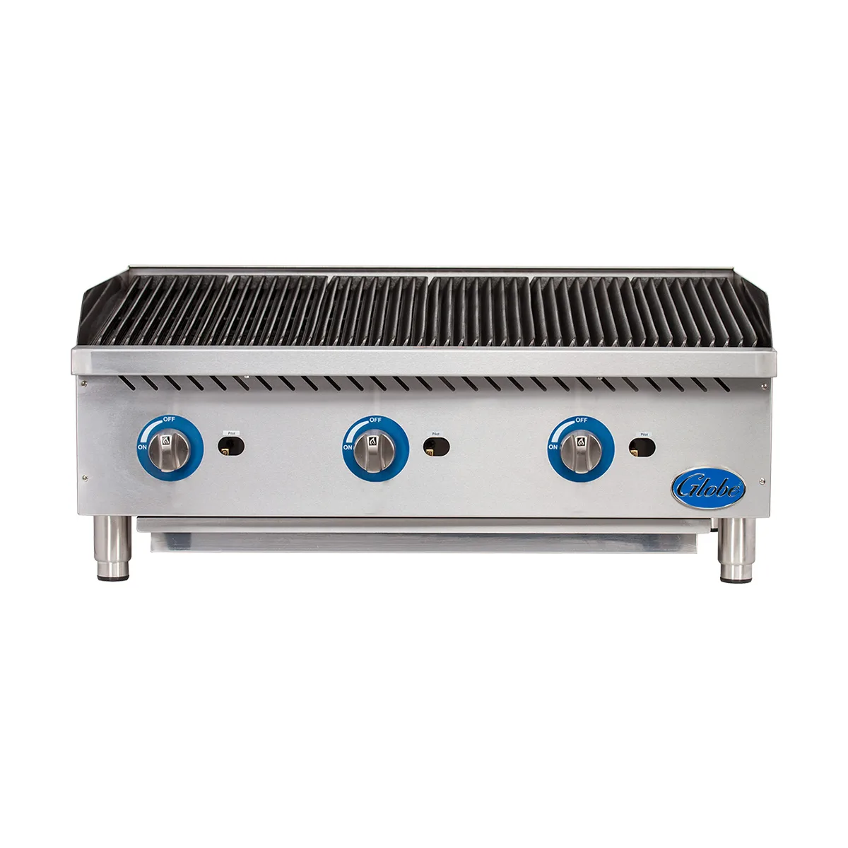 Globe GCB36G-RK 36" Countertop Gas Lava Rock Charbroiler w/ (3) Burners, 120.000 BTU