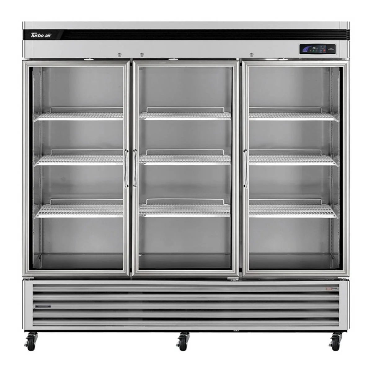 Turbo Air TSR-72GSD-N 81" 3-Glass Door Merchandiser Refrigerator, 67 cu. ft., Stainless Steel, Bottom‑Mount