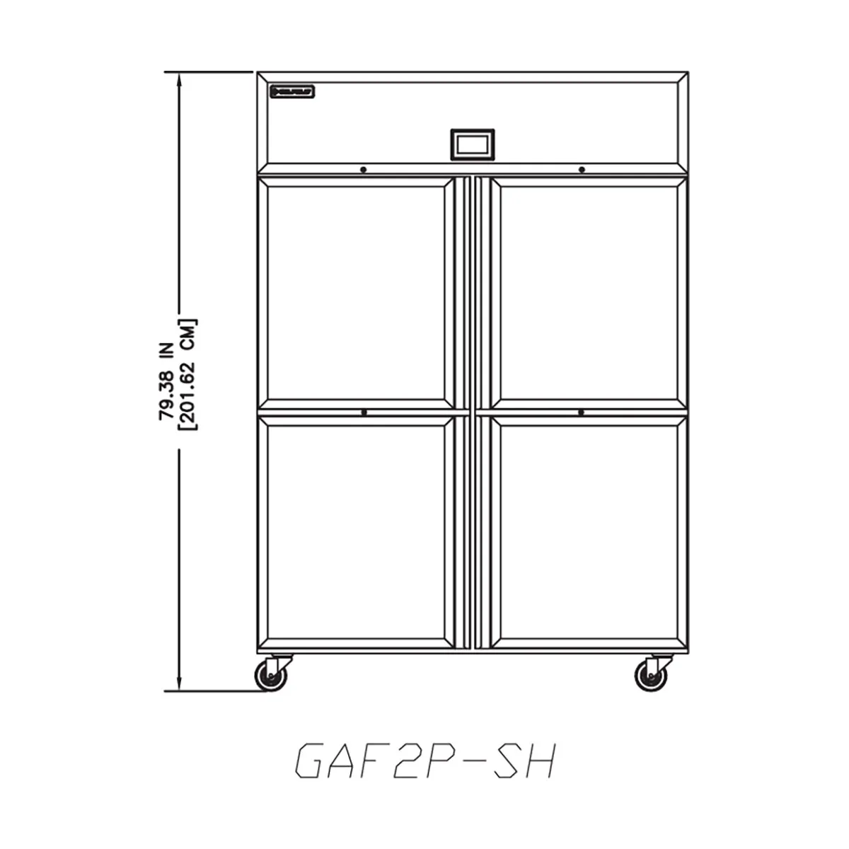 Delfield GAF2P-SH 55" 4-Half Height Solid Door Reach-In Freezer, Top Mounted, 46 cu. ft.