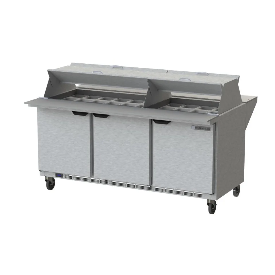 Beverage Air SPE72HC-30M-DS 72" Mega Top Sandwich / Salad Prep Table w/ 3 Doors, 30 Pans, 20 cu. ft.