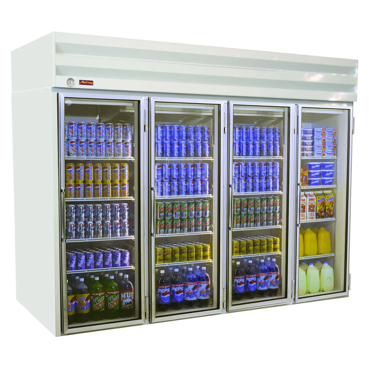 Howard-McCray GF102-FF 103" 4 Glass Door Freezer Merchandiser in White, 102 cu. ft.
