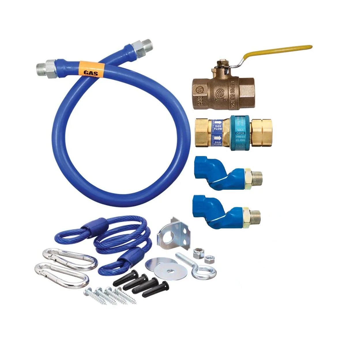 Dormont 1650KIT2S48 Deluxe SnapFast 48" Gas Connector Kit, Two Swivels, Restraining Cable, 1/2" Dia