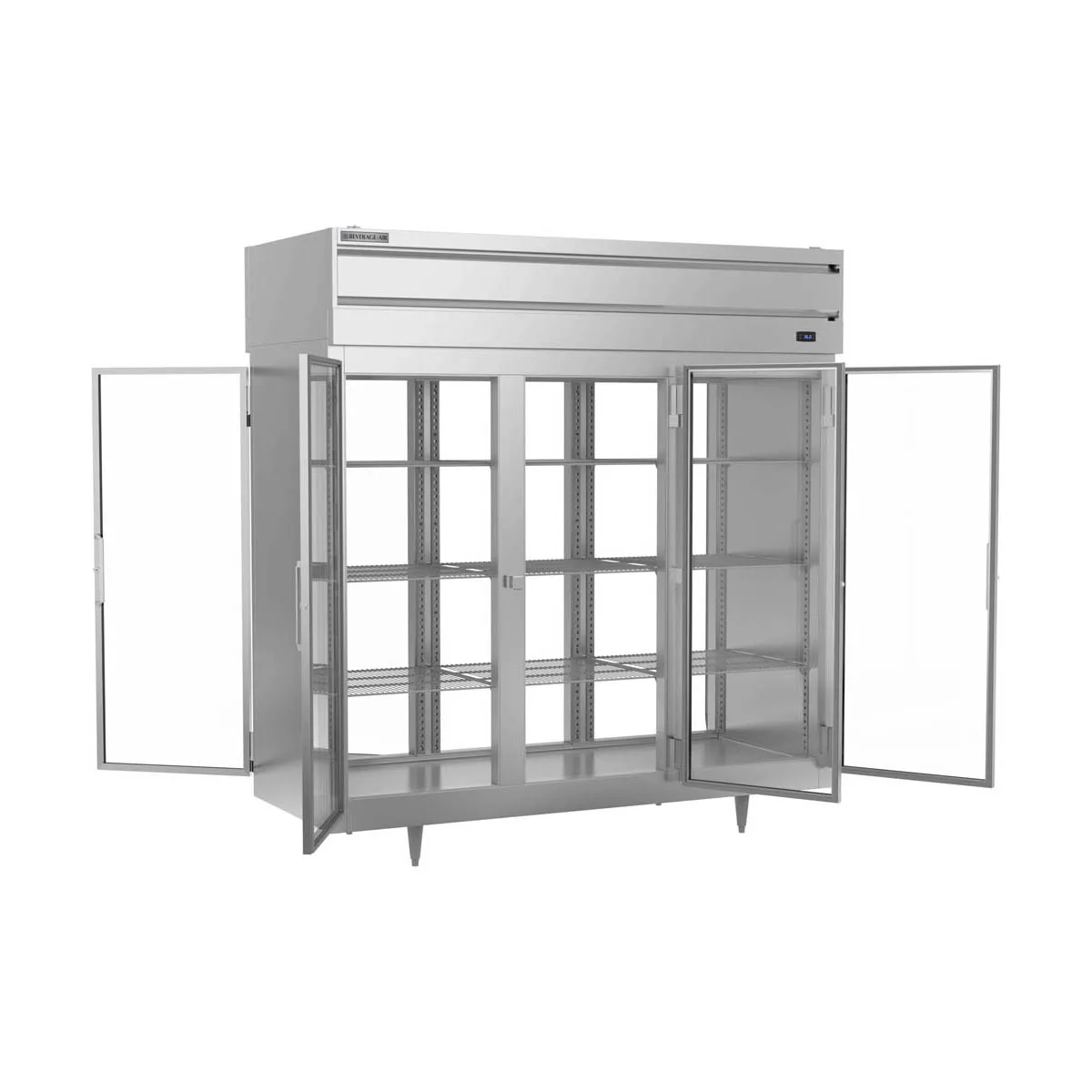 Beverage Air PRD3HC-1BG 78" 3-Section Pass-Thru Refrigerator w/ 6 Glass Full-Doors, Top Mounted, 74 cu. ft.