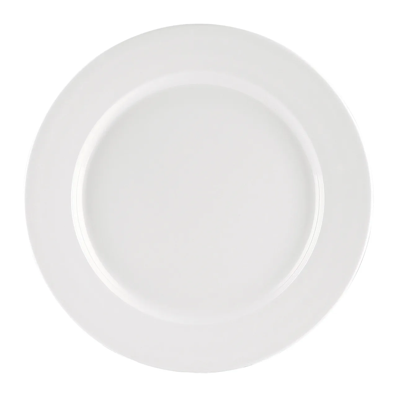 CAC China MLRN-21 Maxwell Plate, 12" Round Rolled Edge, White Melamine, Dishwasher Safe - 1 Dozen