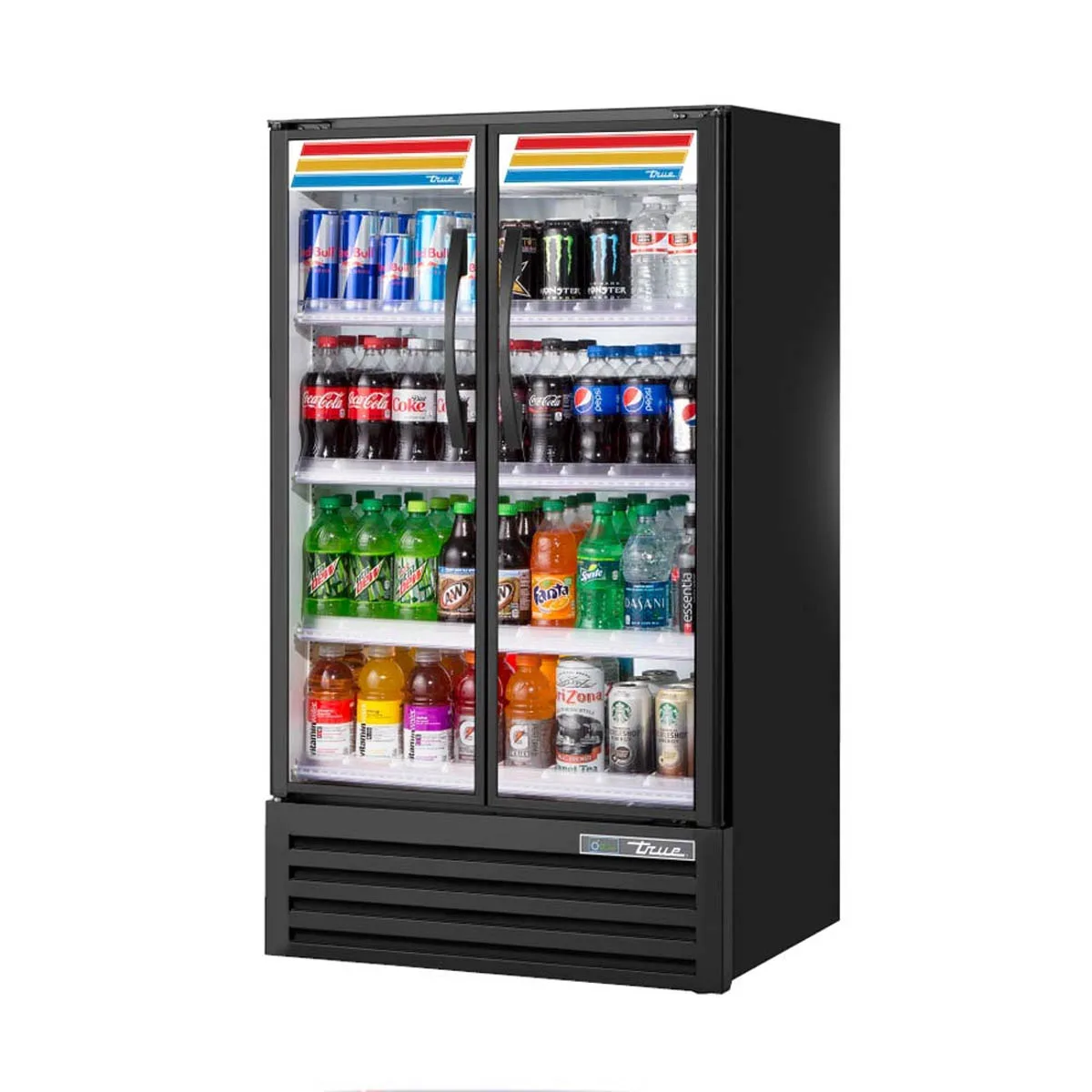 True TVM-30SL-HC~VM03 30" 2-Section Glass Door Slim Line Visual Refrigerated Merchandiser