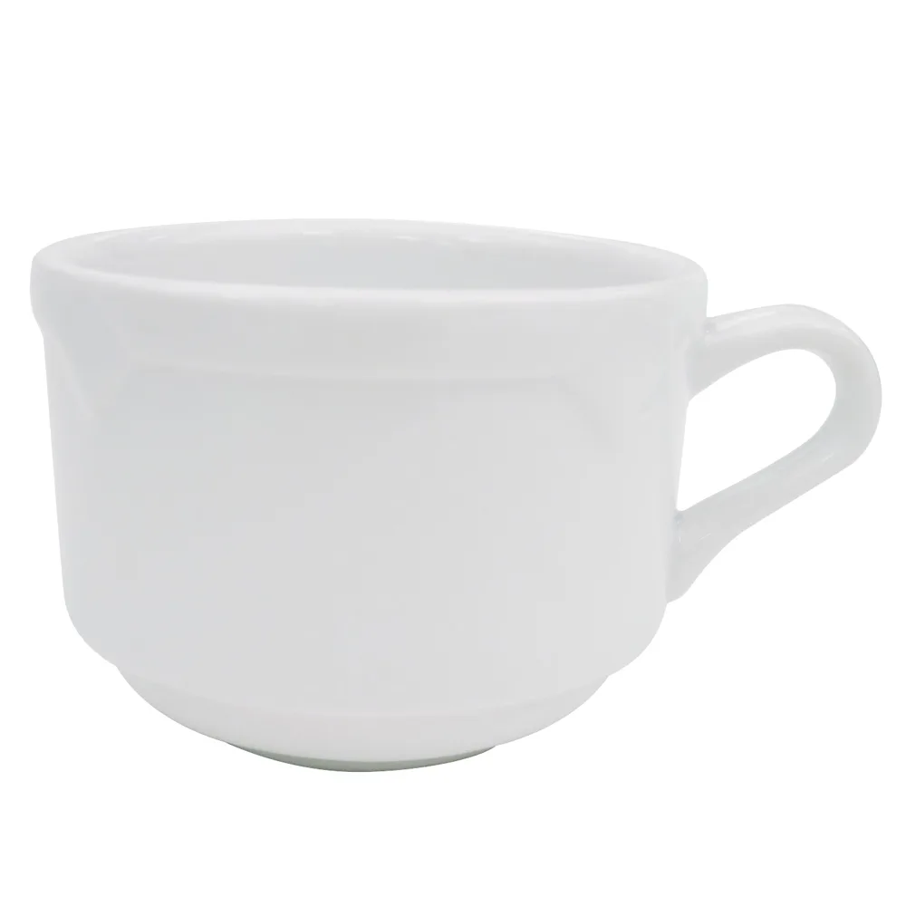 CAC China TMS-1 Times Square Coffee Cup, 8‑OZ Super White Porcelain, Stackable - 1 Dozen