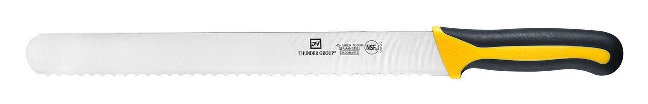 Thunder Group SLKF515 Slicer, 12" Blade, Wavy Edge, Soft-Grip Handles