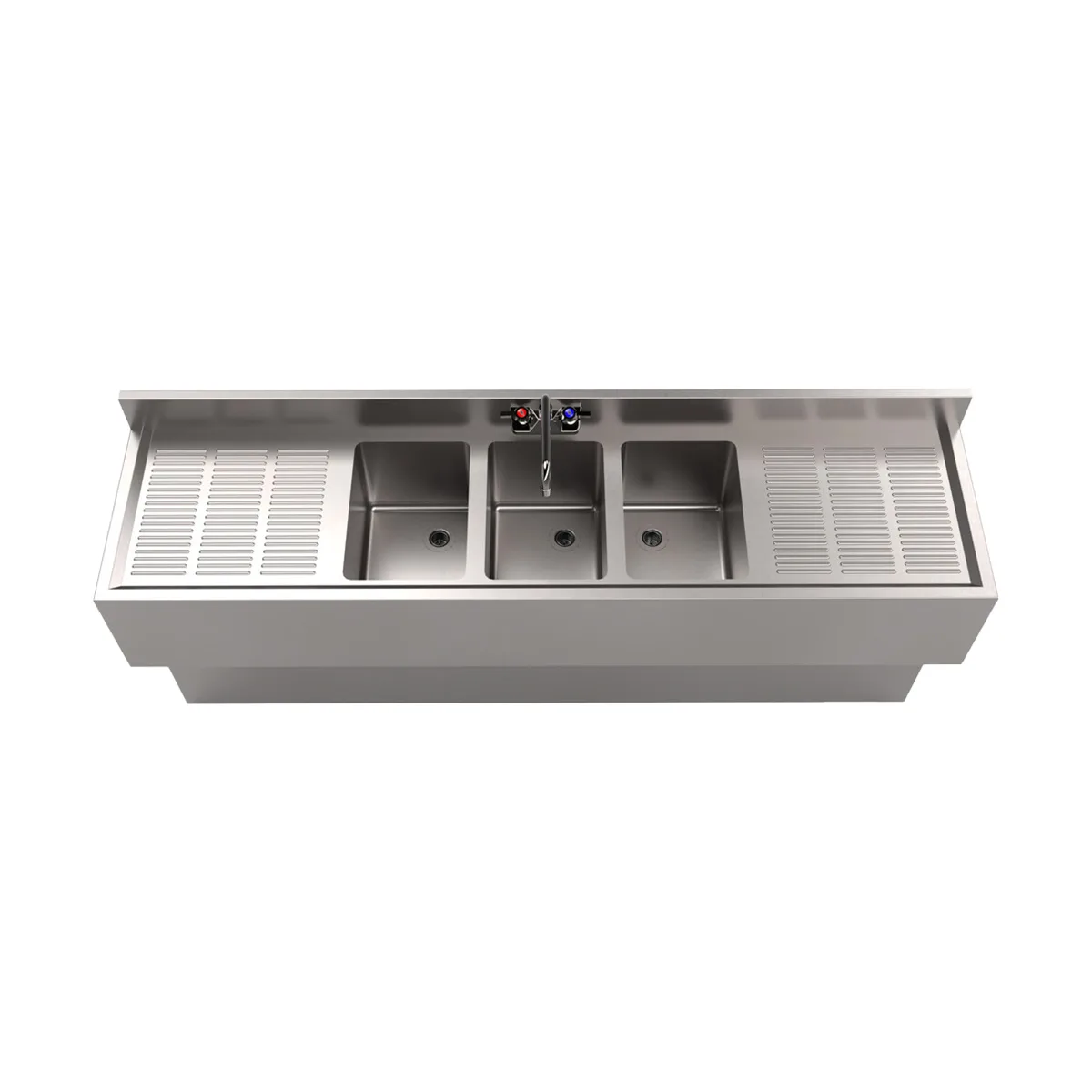 BK Resources UBB-18-372TS Underbar Sink Units, 3 Compartment with 2 Drainboards