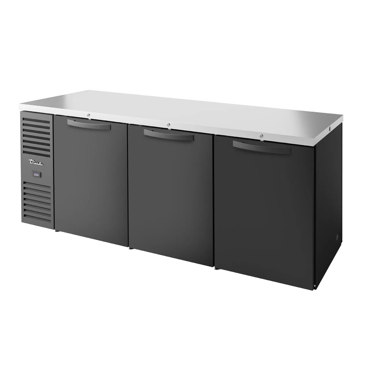 True TBR84-PTSZ1-L-B-GGG-GGG-1 84" 6 Glass Swing Door Pass-Thru Single Zone Refrigerator