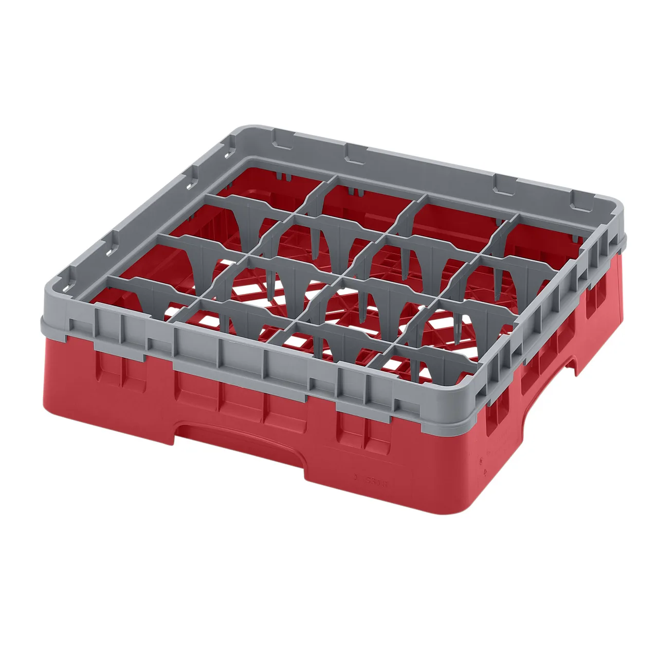 Cambro 16S318163 Camrack Glass Rack, Red, Full Size, 19-3/4" x 19-3/4", 16 Compartments, 4-3/8" Max Dia