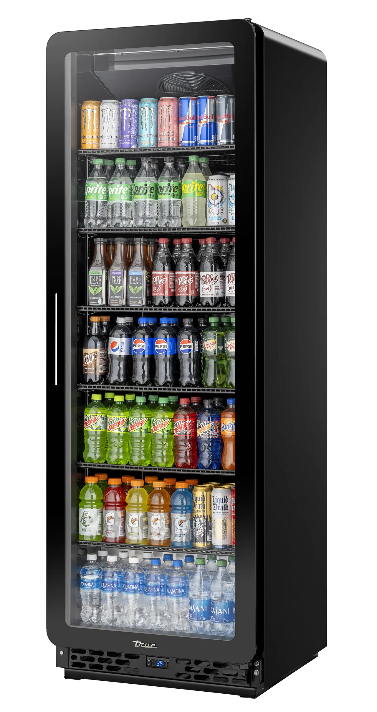True CVM-20-HC~EGC01 Merchandiser Refrigerator – 6 Shelves, Black Finish, Curved‑Glass Door, HP, USA