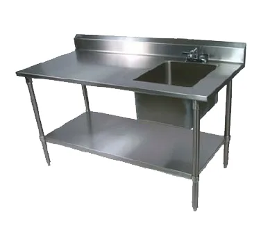 John Boos EPT6R5-3048SSK-R 48" Work Table with Prep Sink, Bowl On Right with Faucet - 16 Gauge