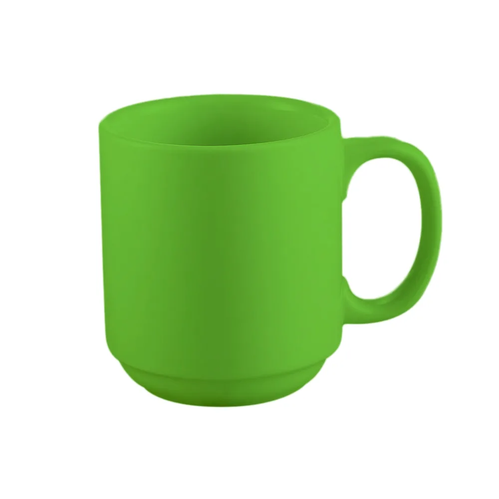 CAC China PRM-12-G Mug, 12‑Ounce 3¼" Diameter Round Stoneware Ceramic Green, Stackable - 1 Dozen