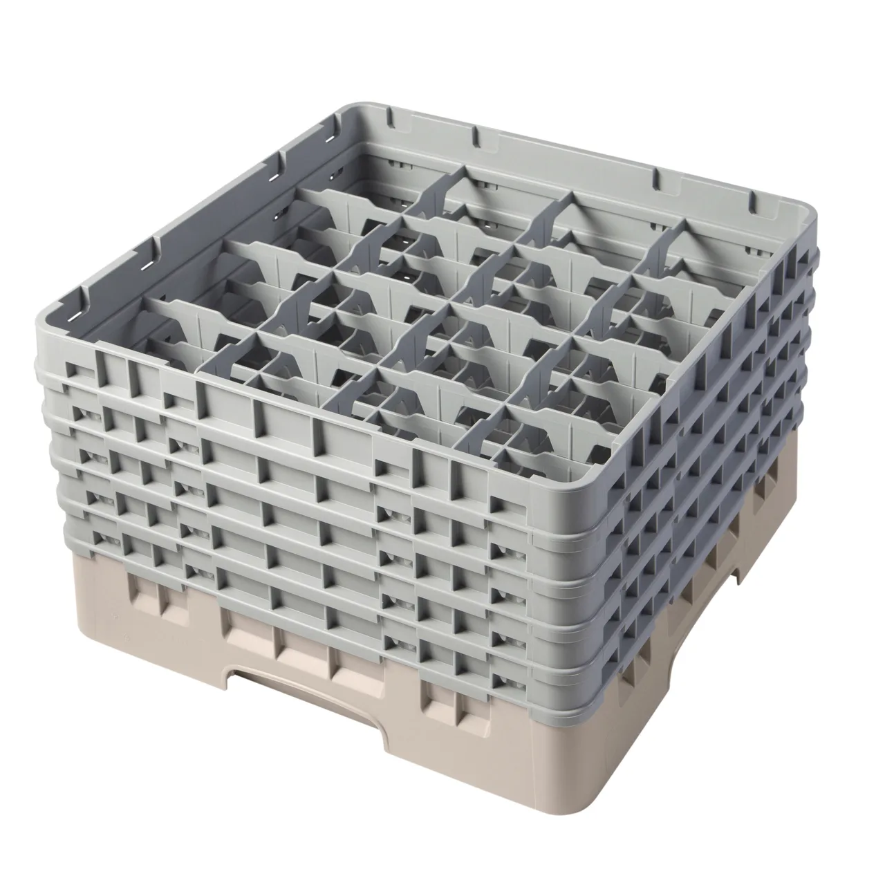 Cambro 16S958184 Camrack Glass Rack, Full Size, Beige, 19-3/4 x 19-3/4, 16 Compartments
