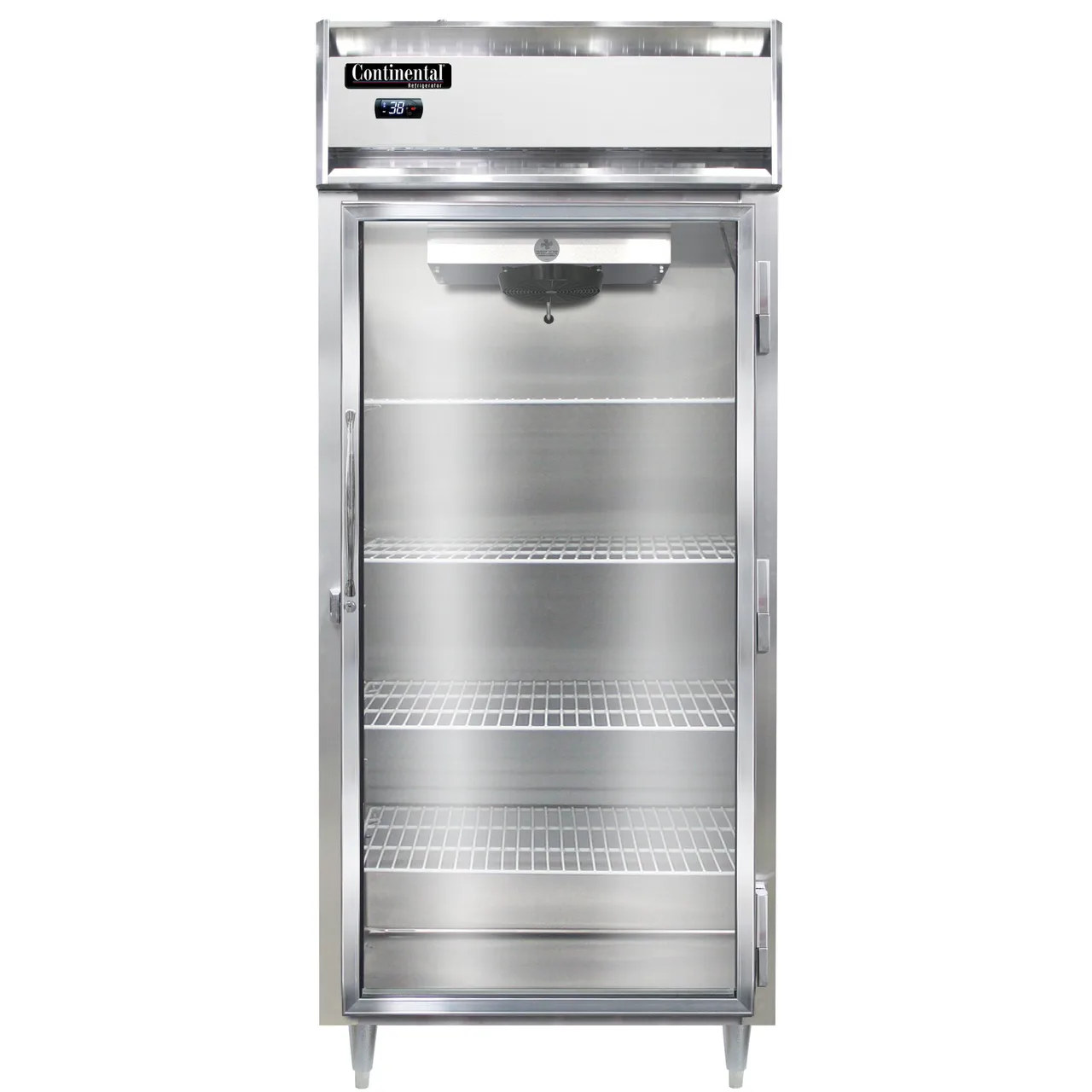 Continental Refrigerator D1RXSNGD 36" 1-Section Reach-In Refrigerator w/ Glass Door, Stainless Steel Front Aluminum Exterior, 26 cu. ft.
