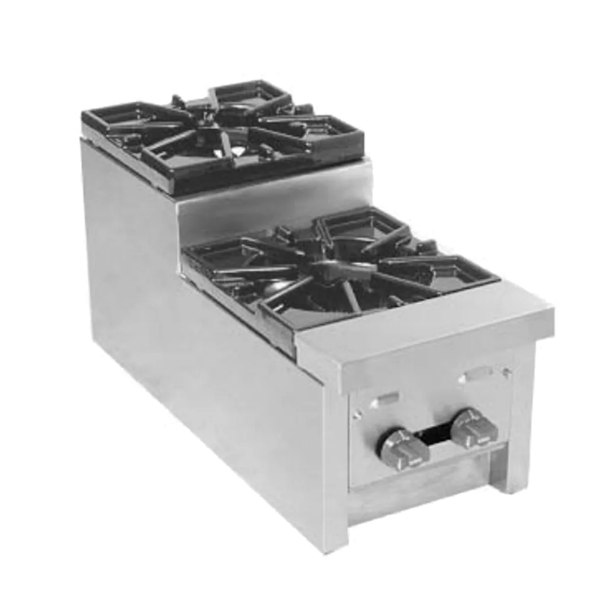 Comstock-Castle SUFHP12 12" Countertop Step-Up Gas Hotplate with (2) Burners, Manual Controls, 48.000 BTU