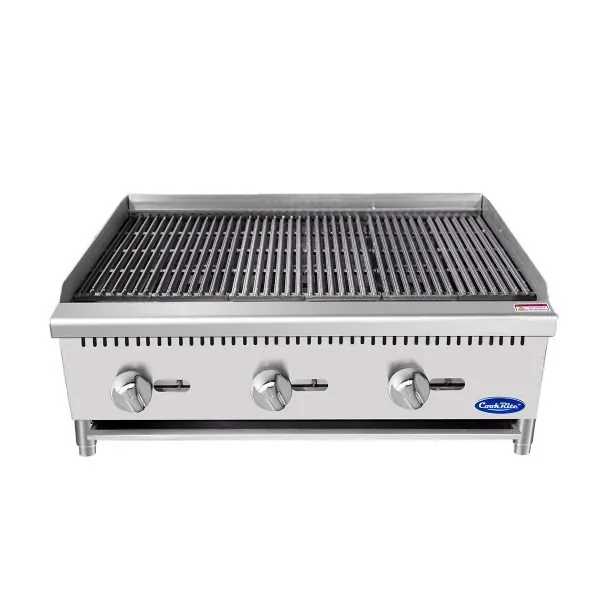 Atosa USA ATCB-36 36" Countertop Gas Charbroiler, (3) Stainless Steel Burners with Manual Controls
