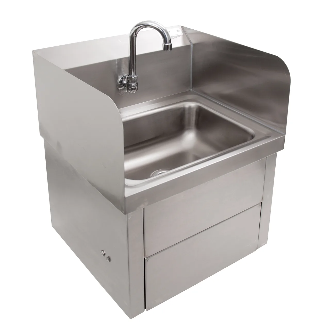 John Boos PBHS-W-1410-KV1APS 17" Wall Mounted Hand Sink w/Hands Free Faucet, Knee Valve & Apron