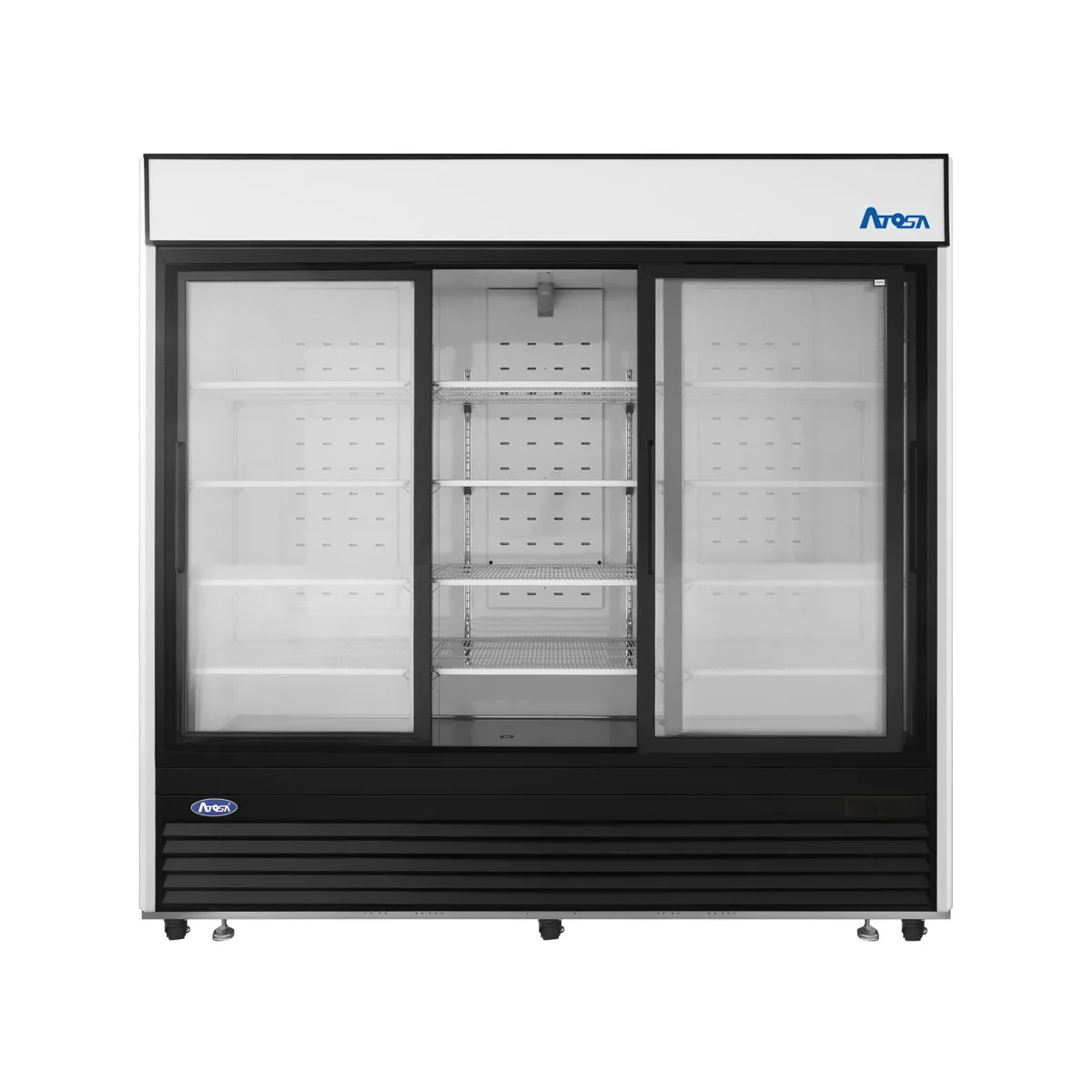 Atosa USA MCF8729GR - 3‑Section Glass Door Merchandiser, 68 cu ft, Black