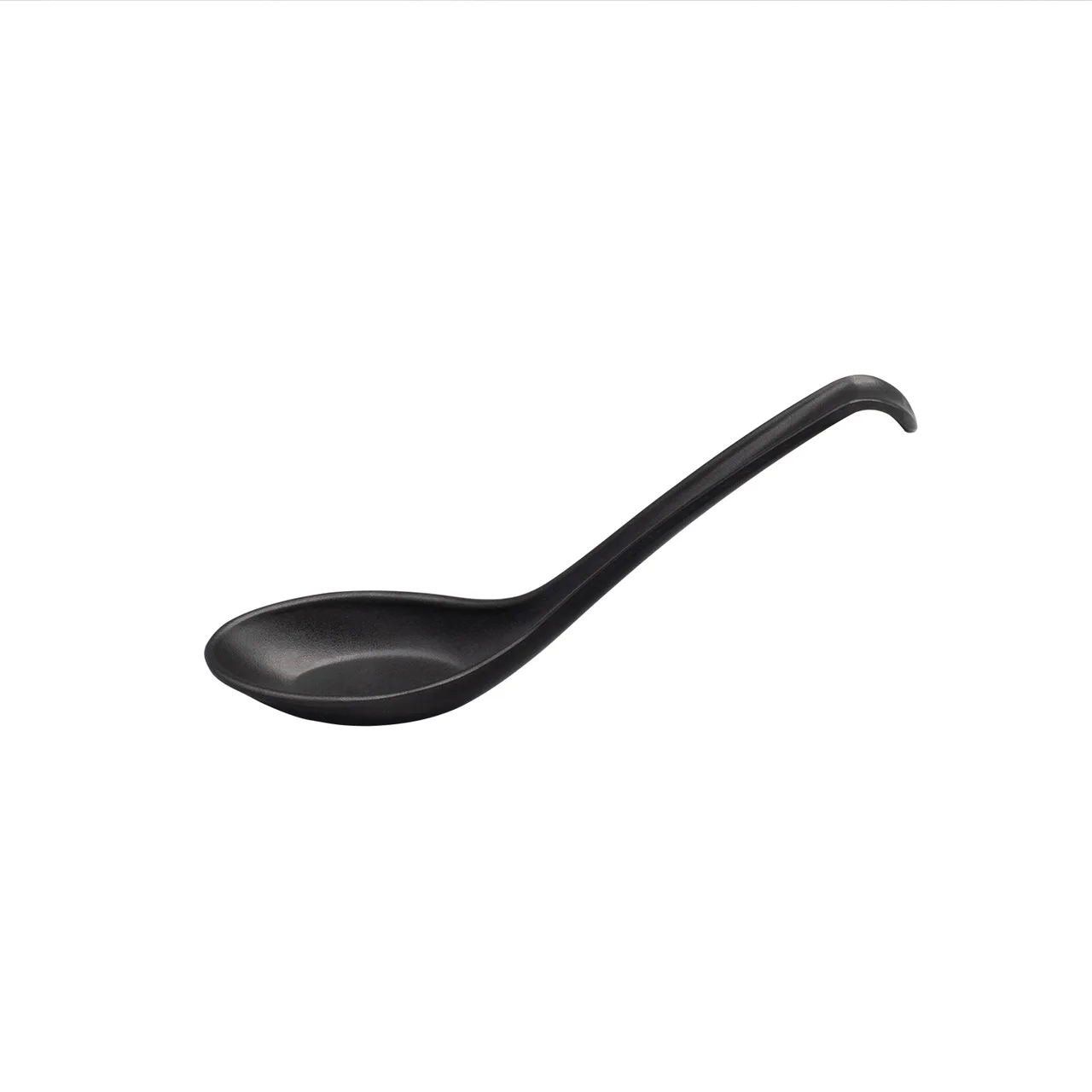 CAC China XSPN-65-MK Soup Spoon, 0.5oz Capacity, 6½" Length, Matte Black Plastic - 1 Dozen