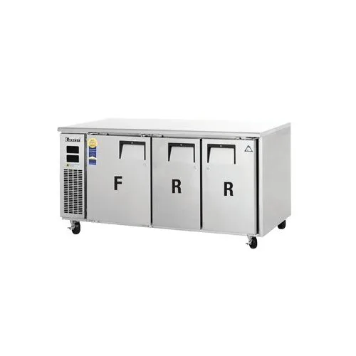 Everest ETRF3 71" Undercounter/Worktop Refrigerator Freezer Combo w/ 3 Doors, 14 (R) - 9 (F) cu. ft. – Dual Temp