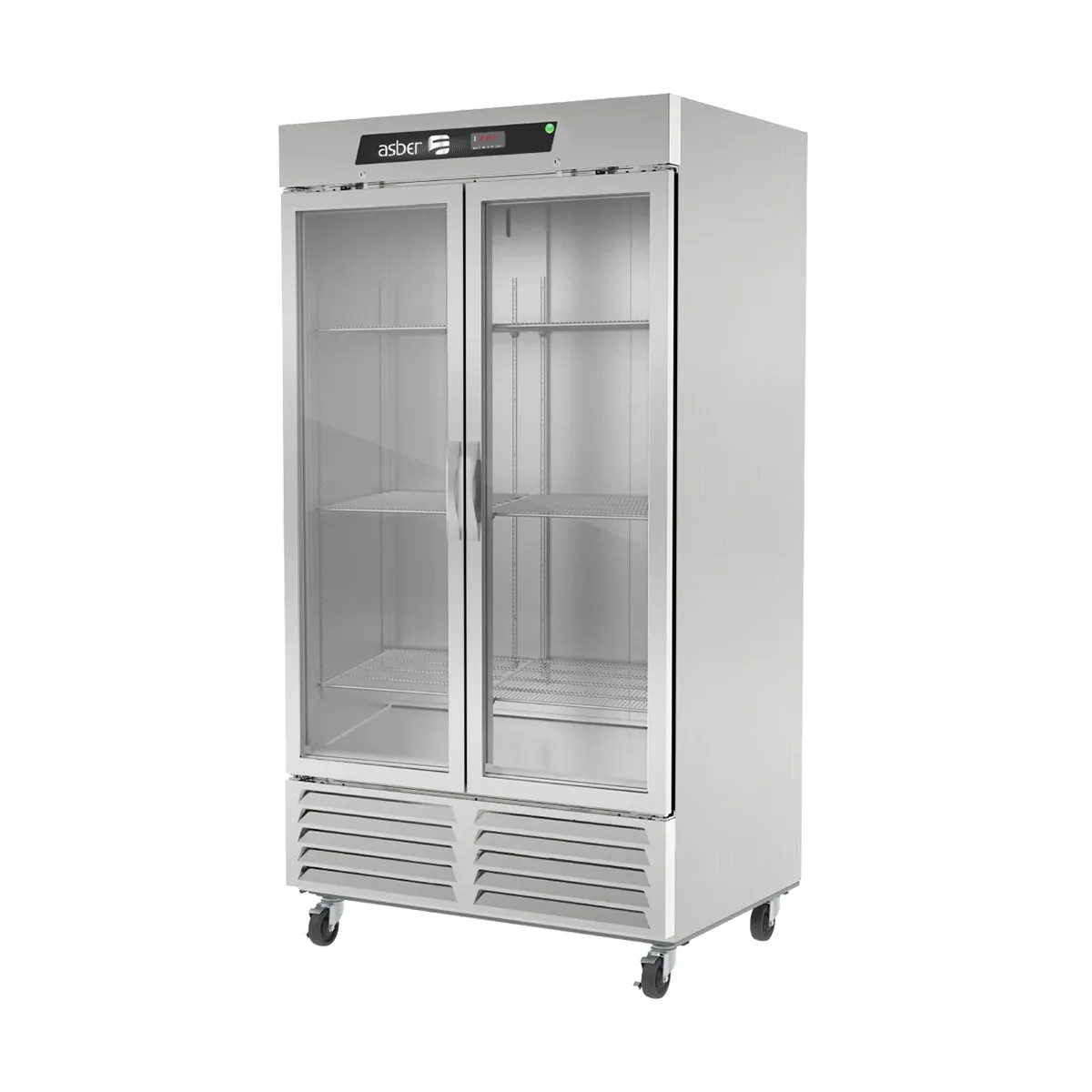 Asber ARF-37-2G-H 32" 2-Glass Door Reach-In Freezer, Bottom Mount, 37 cu. ft., Stainless Steel