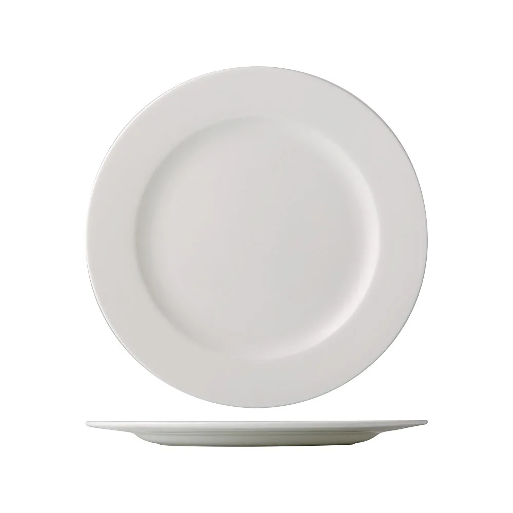 CAC China GDC-7 Grand Canyon Plate, 7-1/2" Dia. 1/2" H, Round Porcelain, Bone White - Dozen
