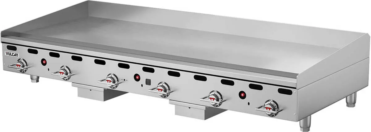 Vulcan MSA72 72" Countertop Gas Griddle, Snap-Action Thermostat, 24" Deep, 162.000 BTU