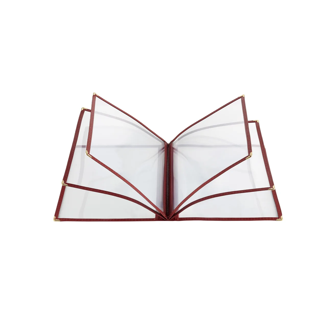 CAC China MCP6-911BY Cover, 6-Pocket Vinyl, 8½" x 11" Double‑Sided View, Corners, Burgundy Trim