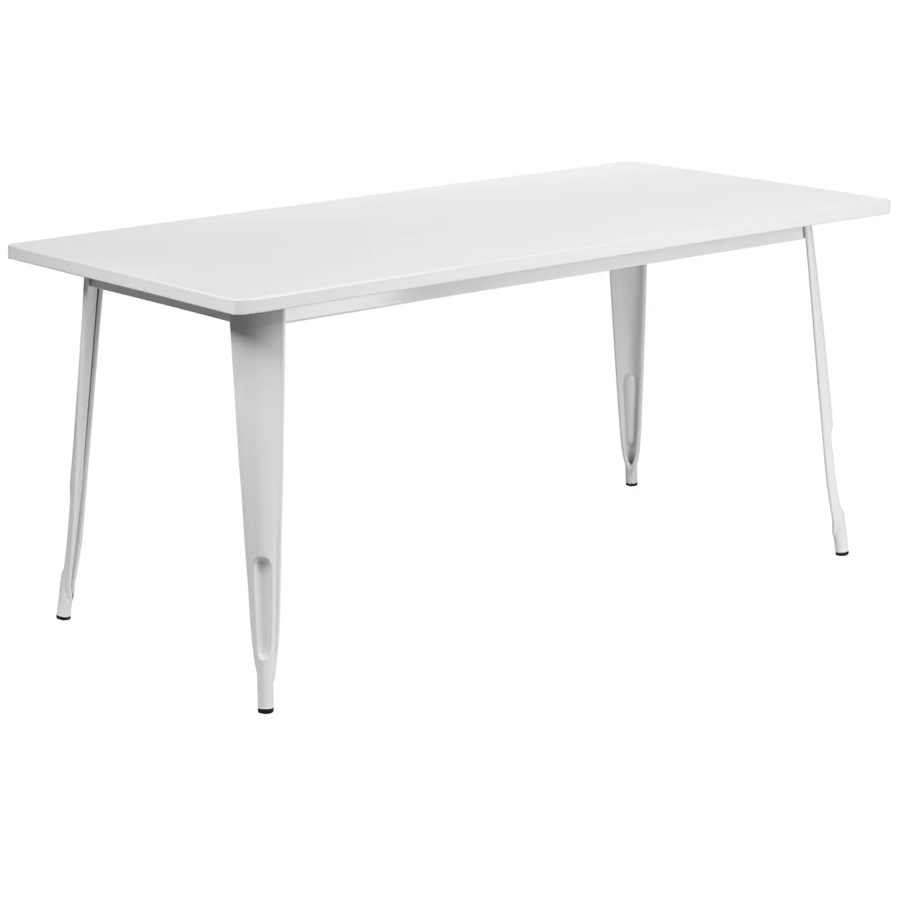 Flash Furniture ET-CT005-WH-GG 63" Rectangular Dining Table, White, Galvanized Steel, 29-1/2"H