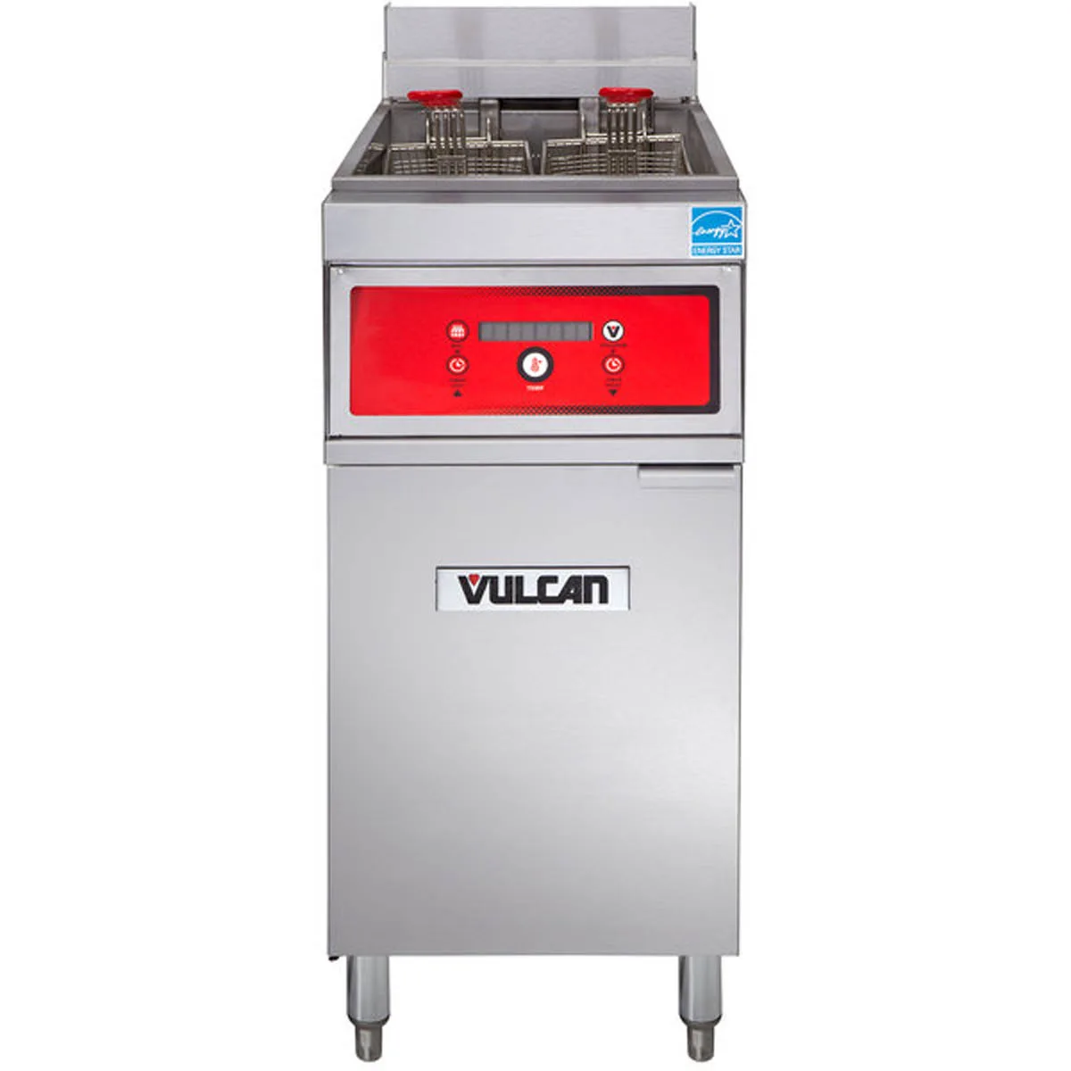 Vulcan 1ER50D 15" Floor Model Electric Full Pot Fryer w/ 50 Lbs, Twin Baskets, Digital Controls