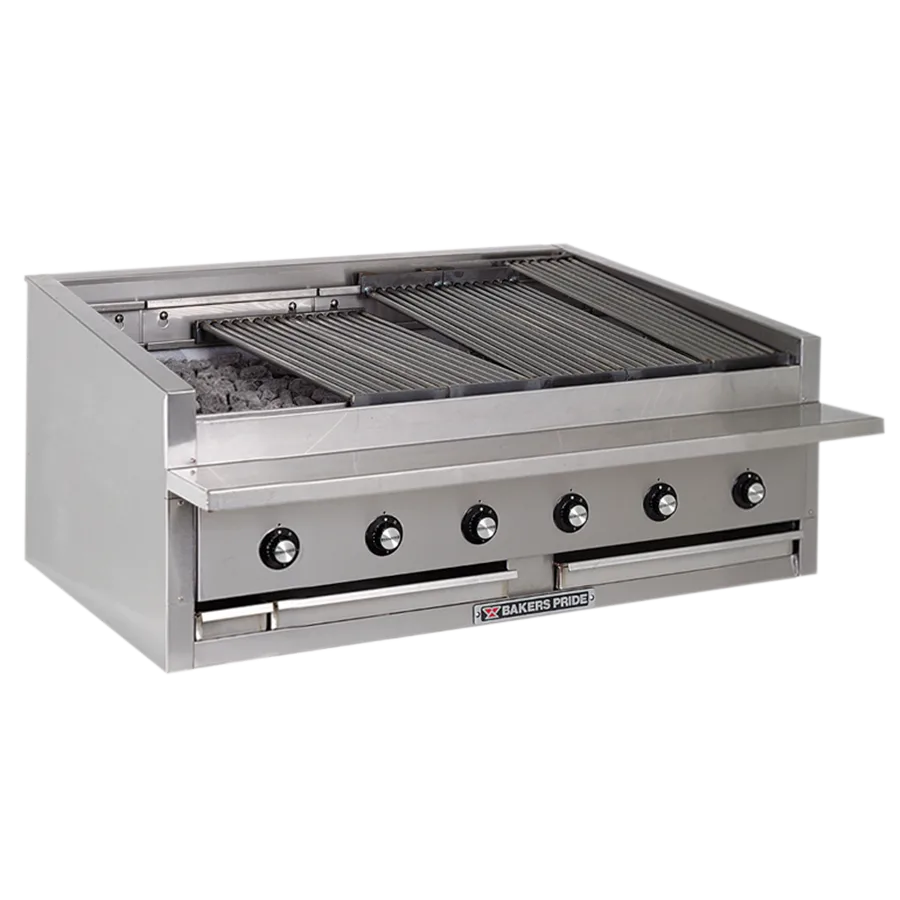Bakers Pride L-48RS-R 48" Low Profile Countertop Gas Radiant Charbroiler w/ (10) Burners, 150.000 BTU