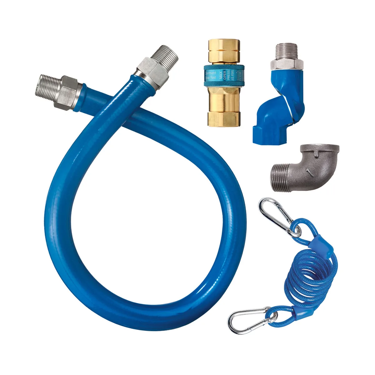 Dormont 1650BPQSR48BX SnapFast 48" Gas Connector Kit, One Swivel, Restraining Cable, 1/2" Dia, in Box