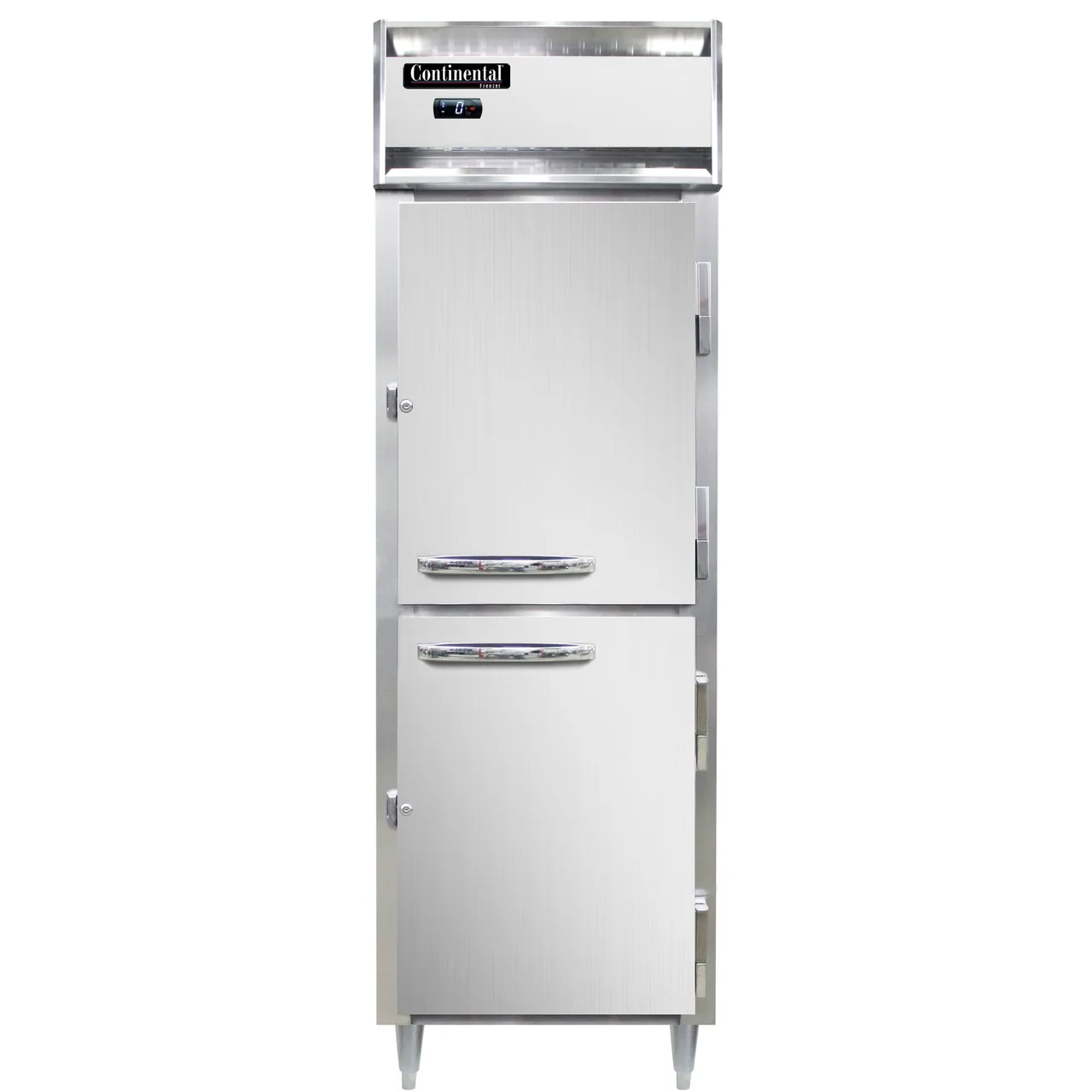 Continental Refrigerator D1FNHD 26" 1-Section Reach-In Freezer, 2 Half Solid Doors, 21 cu. ft., Stainless Steel Front, Aluminum Interior