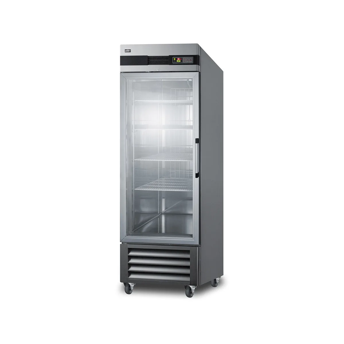 Summit SCR23SSGLH 28" 1-Section Reach-In Refrigerator w/ Left Hinged Glass Door, Bottom Mount, Stainless Steel, 23 cu. ft.