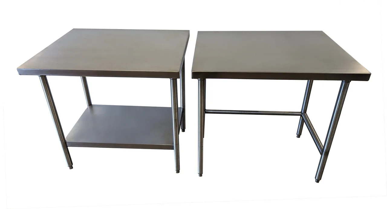 Winholt DTR-3036-HKD 36" Open Base Work Table with Side & Rear Crossrails, 16 Gauge Flat Top