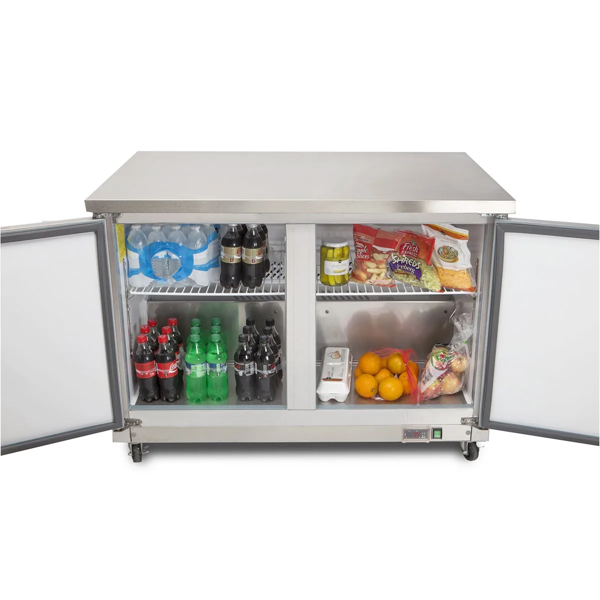 Maxx Cold MXCR48UHC 48" 2-Section Undercounter Refrigerator w/ 2 Solid Doors, 12 cu. ft.