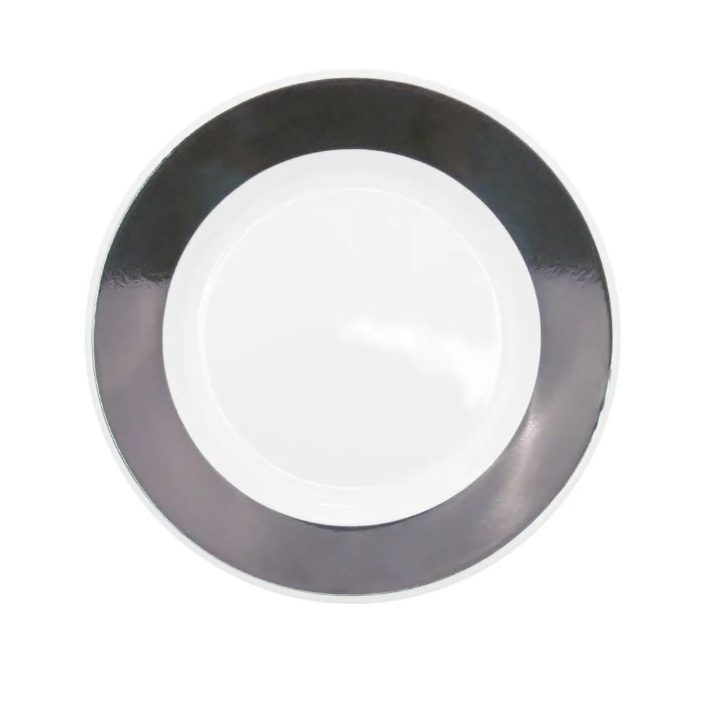 CAC China R-5-BLK Rainbow Black Plate, 5-1/2" Dia. x 1/2" H, Rolled Edge, Dishwasher Safe, 1 Dozen