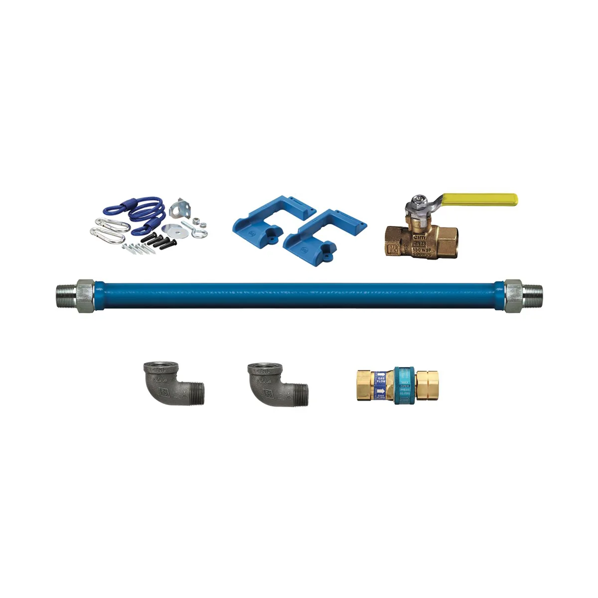 Dormont 16100KIT48PS 1" X 48" Blue Hose Moveable Gas Connector Kit w/ Safety Set