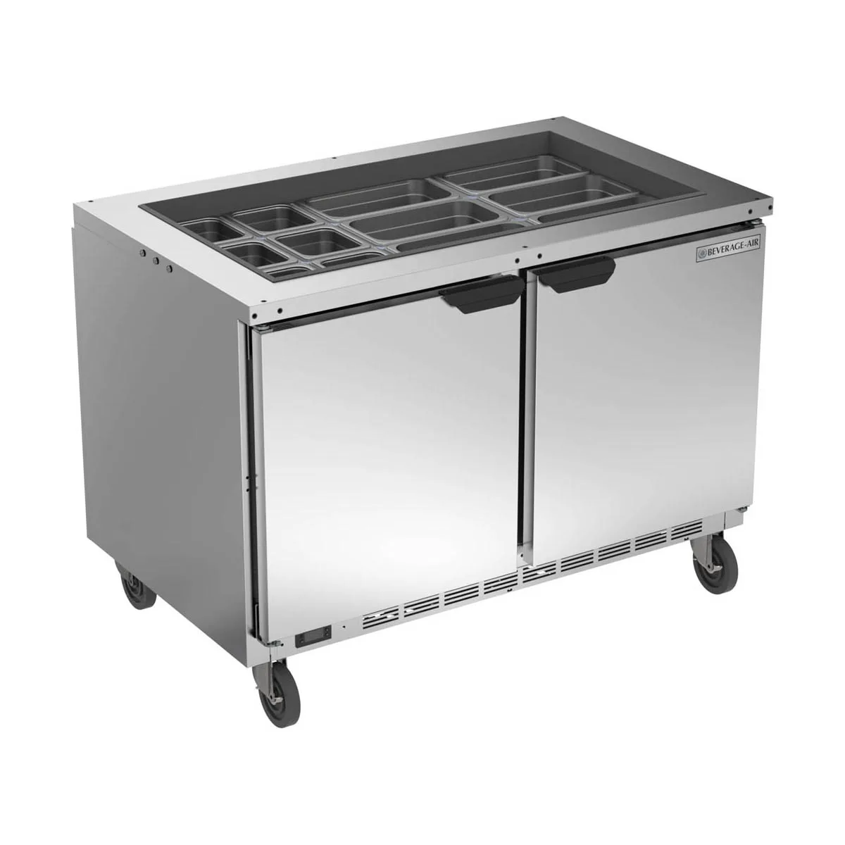 Beverage Air SPE48HC-18-S 48" Two Section Sandwich/Salad Prep Table w/ 2 Doors, 13 cu. ft.