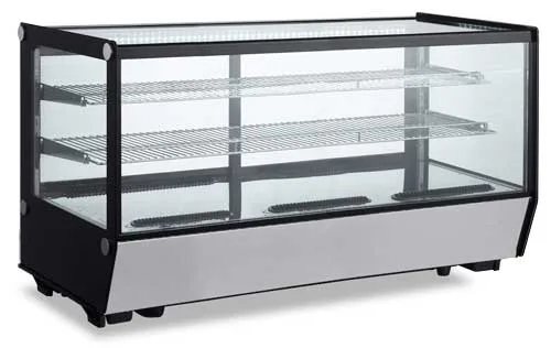 Omcan USA 47424 62" Countertop Refrigerated Display Case with Sliding Glass Door, 3 Shelves - 8.89 cu. ft. / 460 w